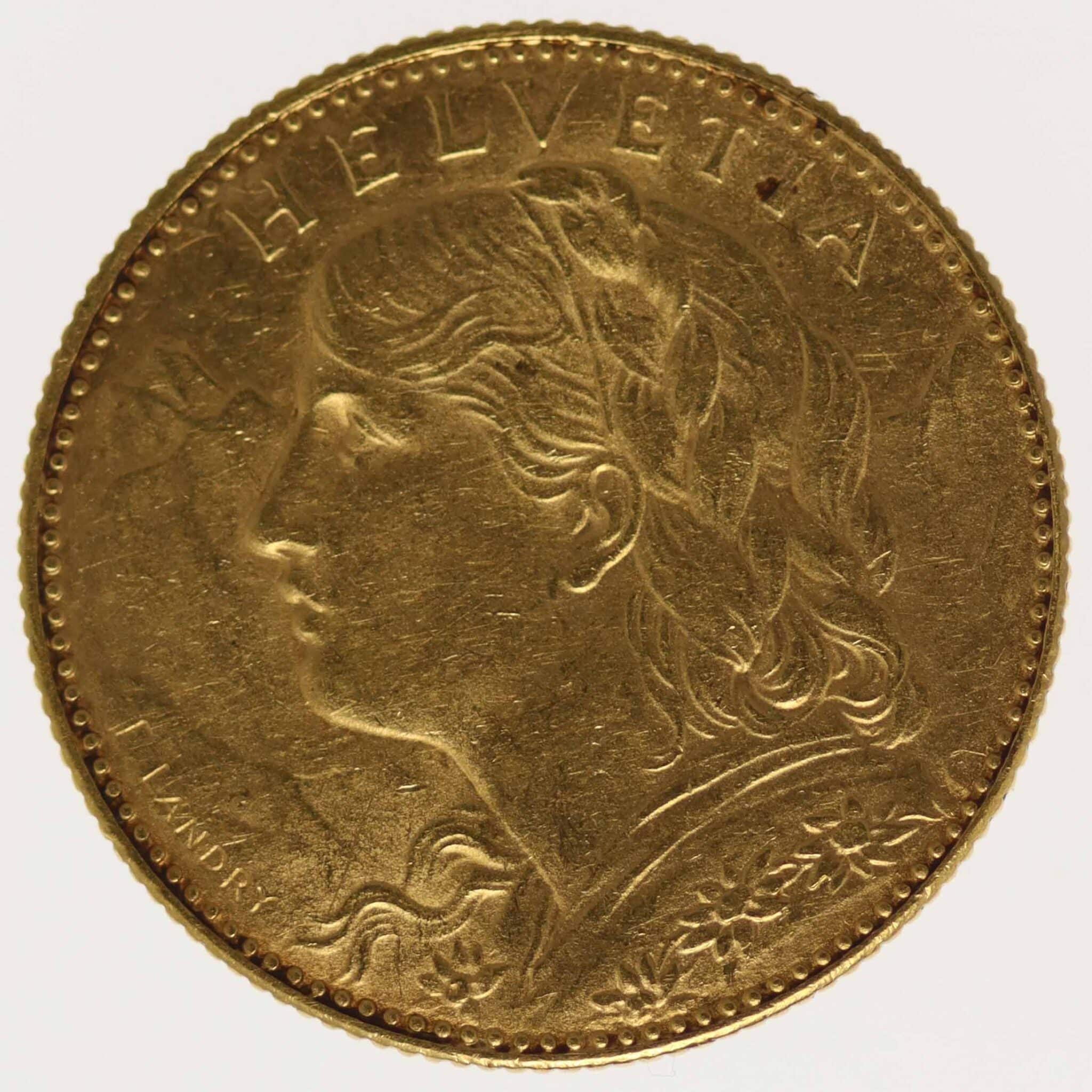 Schweiz 10 Franken 1911 Vreneli