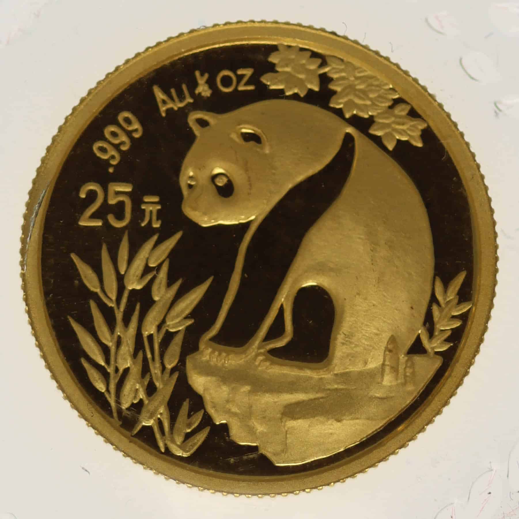 China Panda 25 Yuan 1993 1/4 Unze