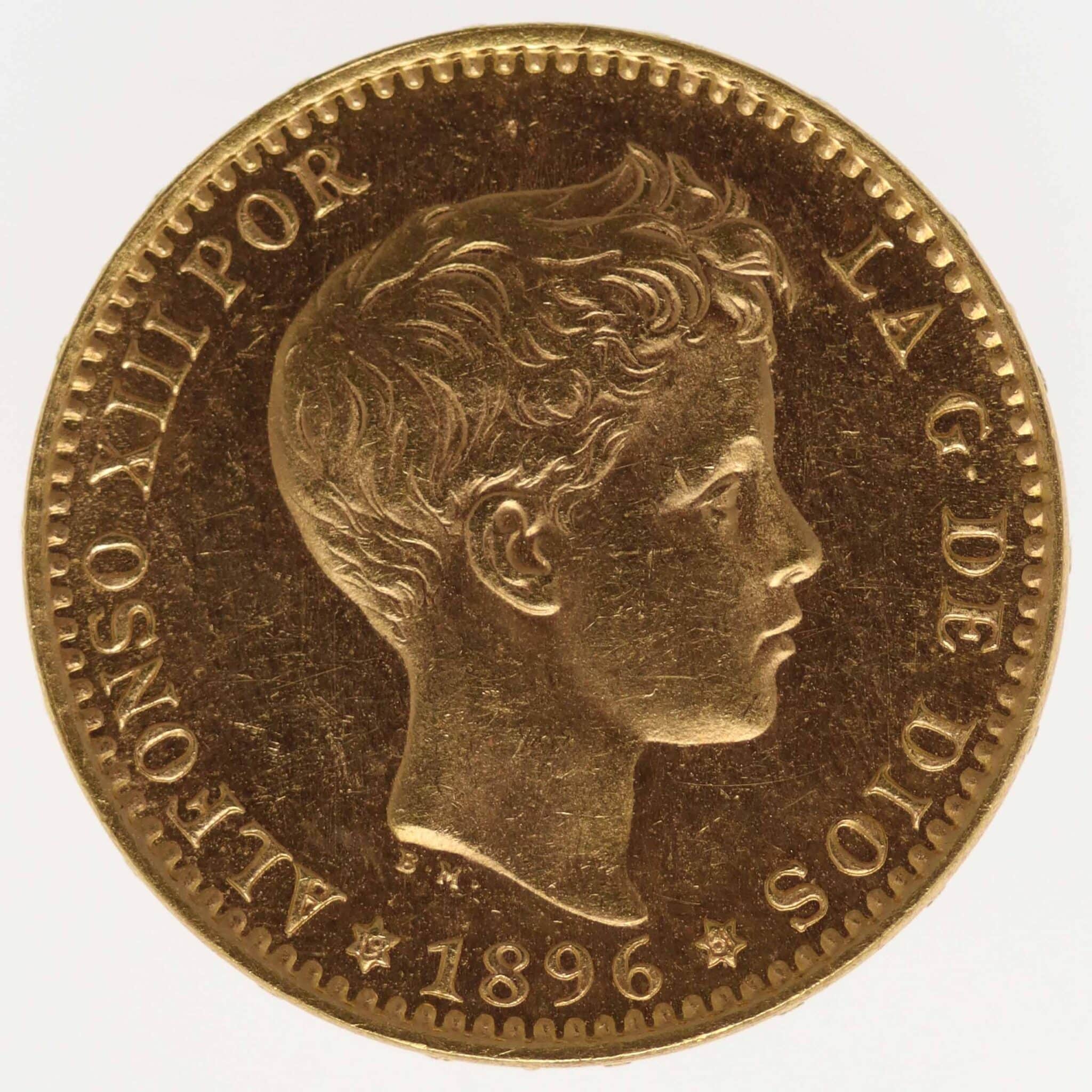 Spanien Alfonso XIII. 20 Pesetas 1896 / 19-61