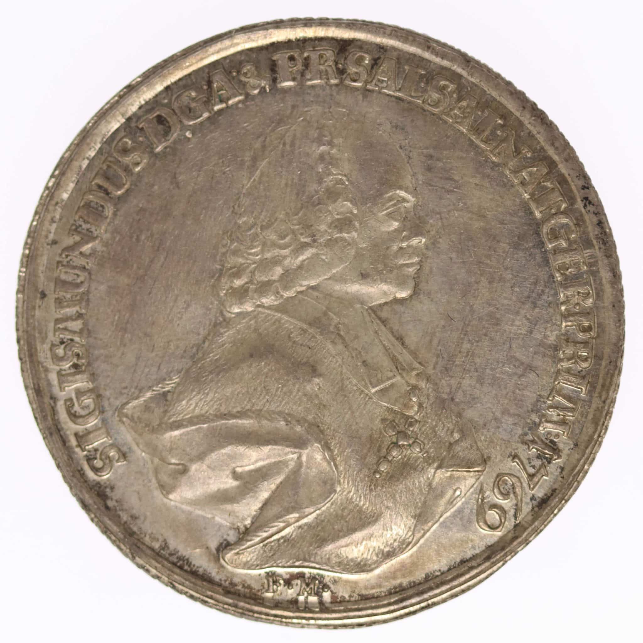 Österreich Salzburg Sigismund III. Schaumünze zu 1/2 Taler 1769