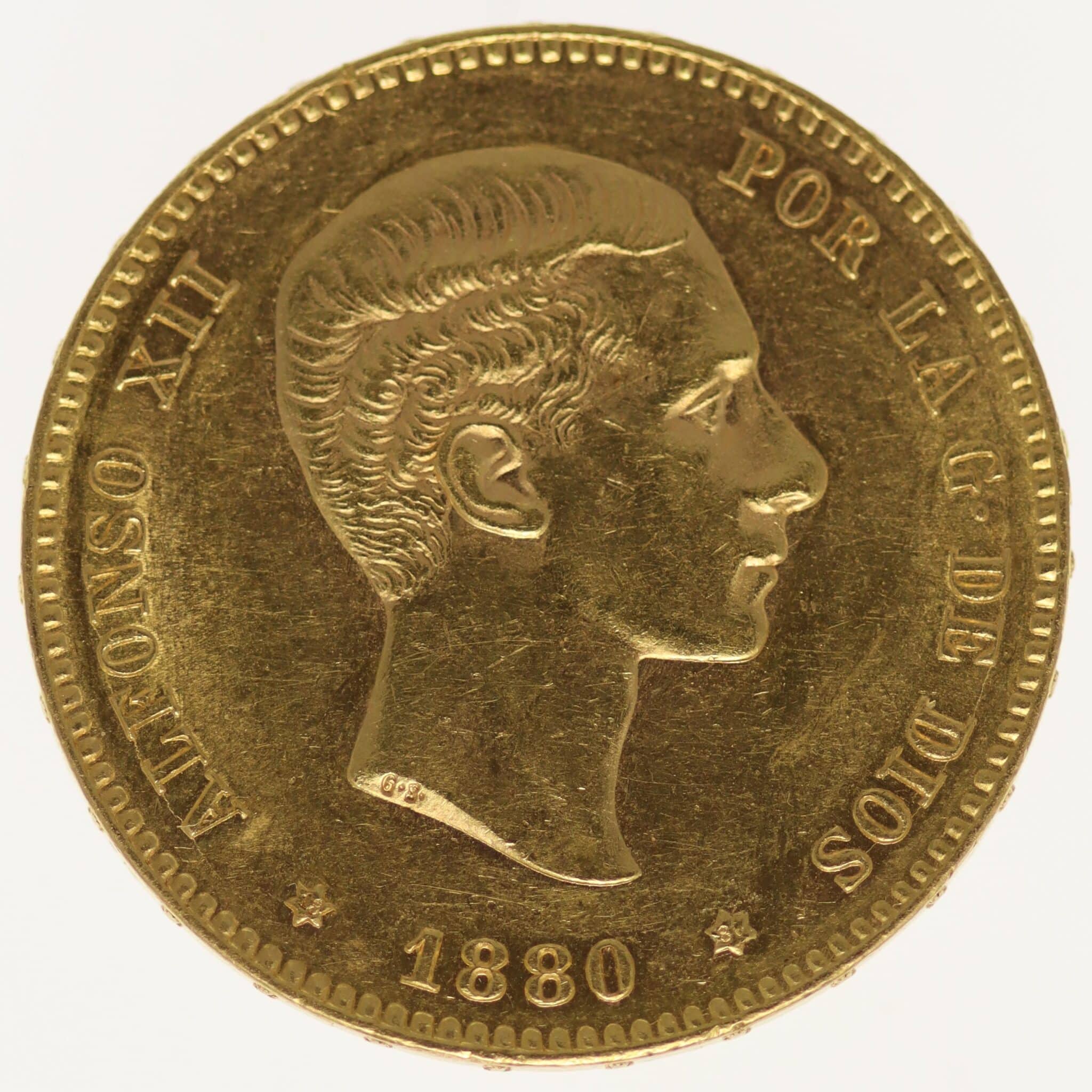 Spanien Alfonso XII. 25 Pesetas 1880 / 18-80