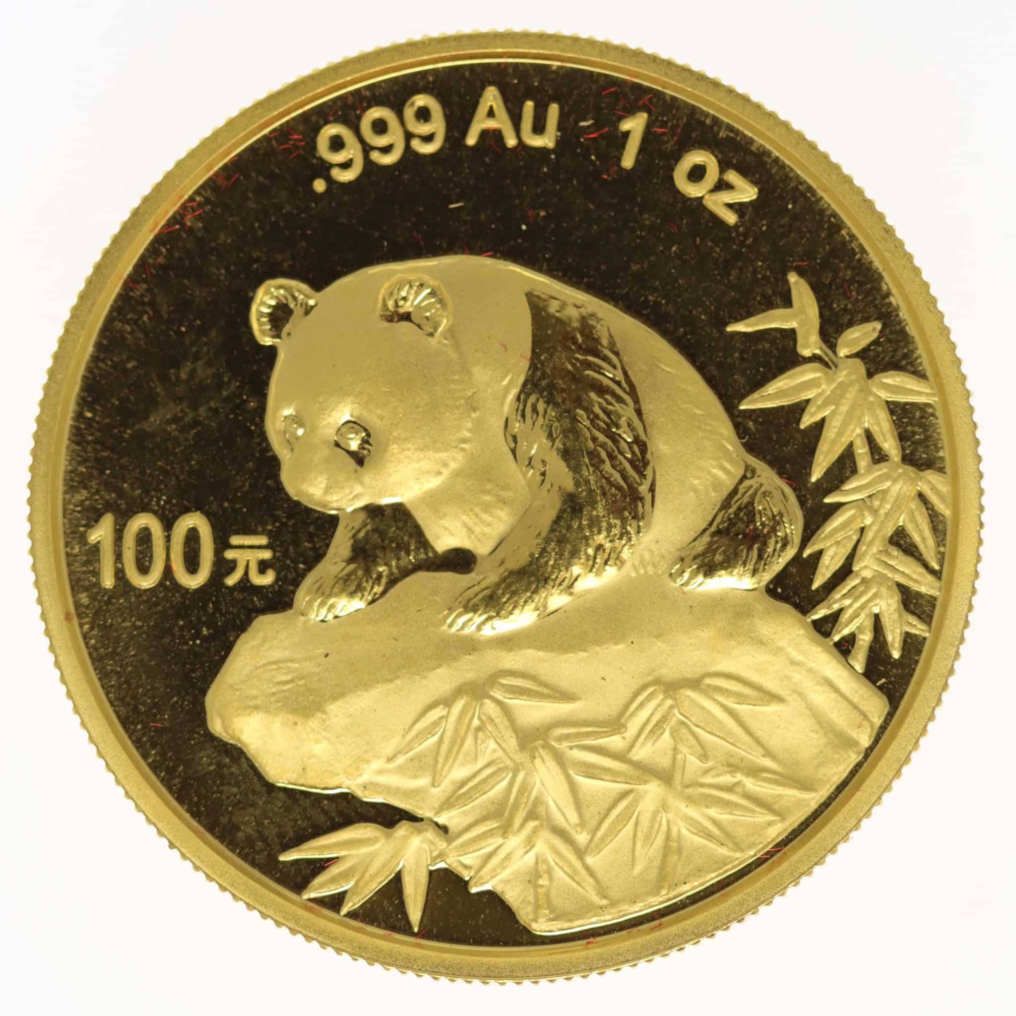 China Panda 100 Yuan 1999 1 Unze