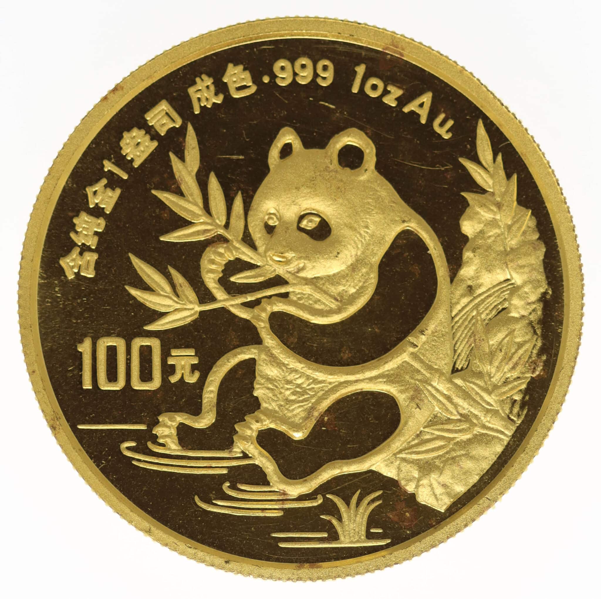 China Panda 100 Yuan 1991 1 Unze