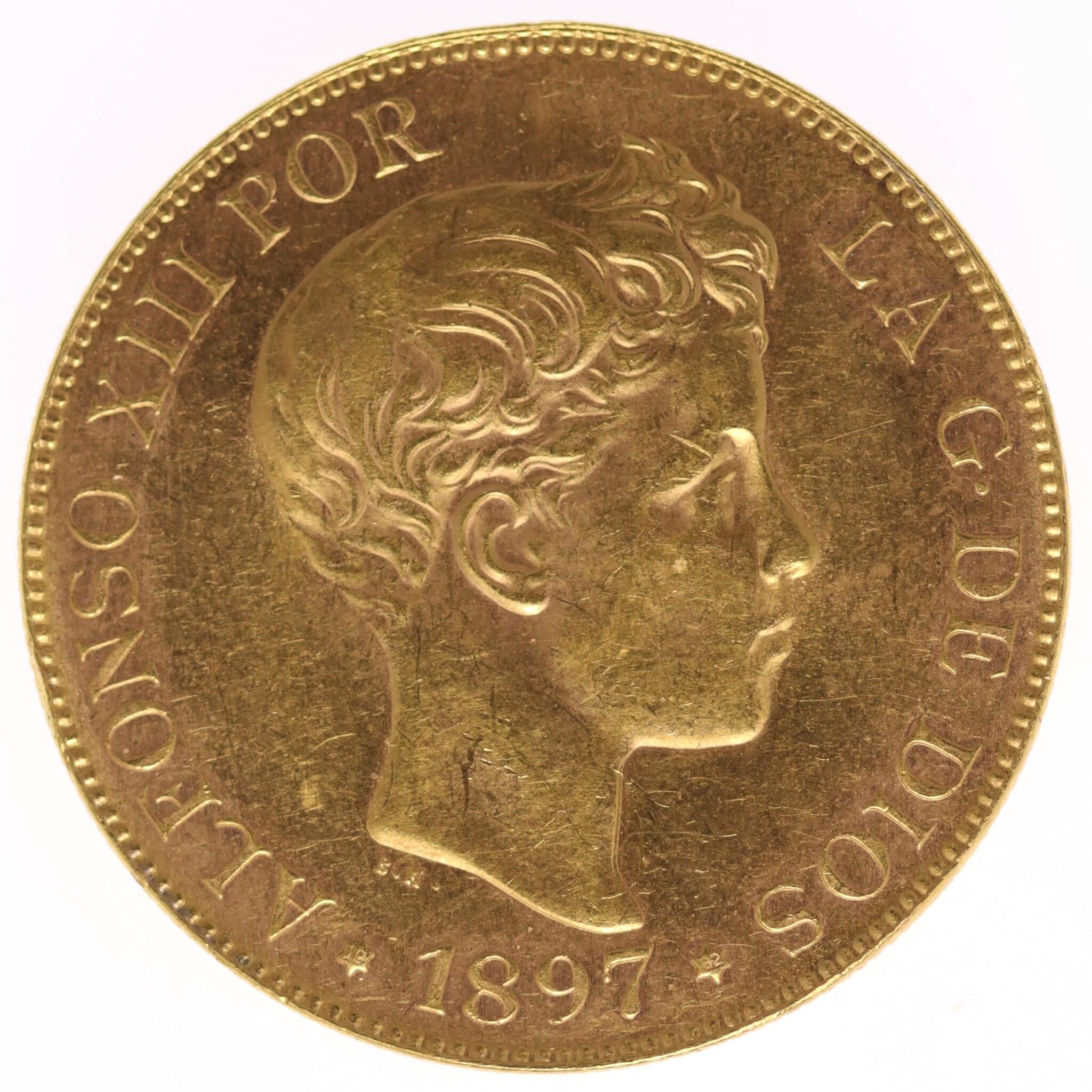 Spanien Alfonso XIII. 100 Pesetas 1897 / 19-62