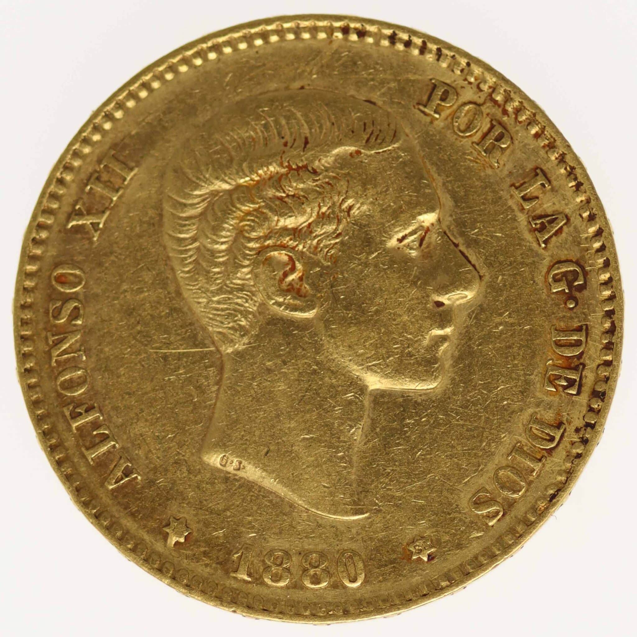 Spanien Alfonso XII. 25 Pesetas 1880 / 18-80