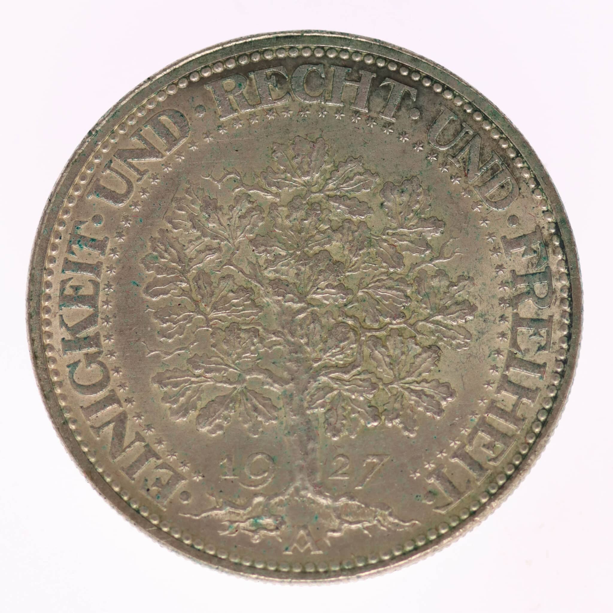 Weimarer Republik 5 Reichsmark 1927 A Eichbaum