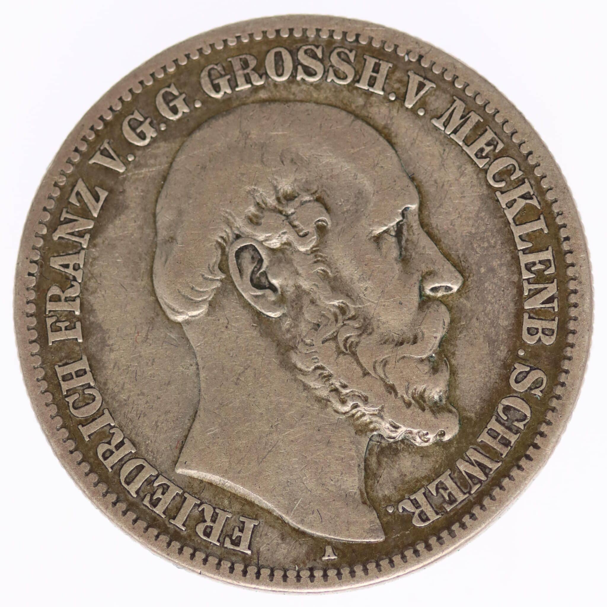 Mecklenburg Schwerin Friedrich Franz II. 2 Mark 1876