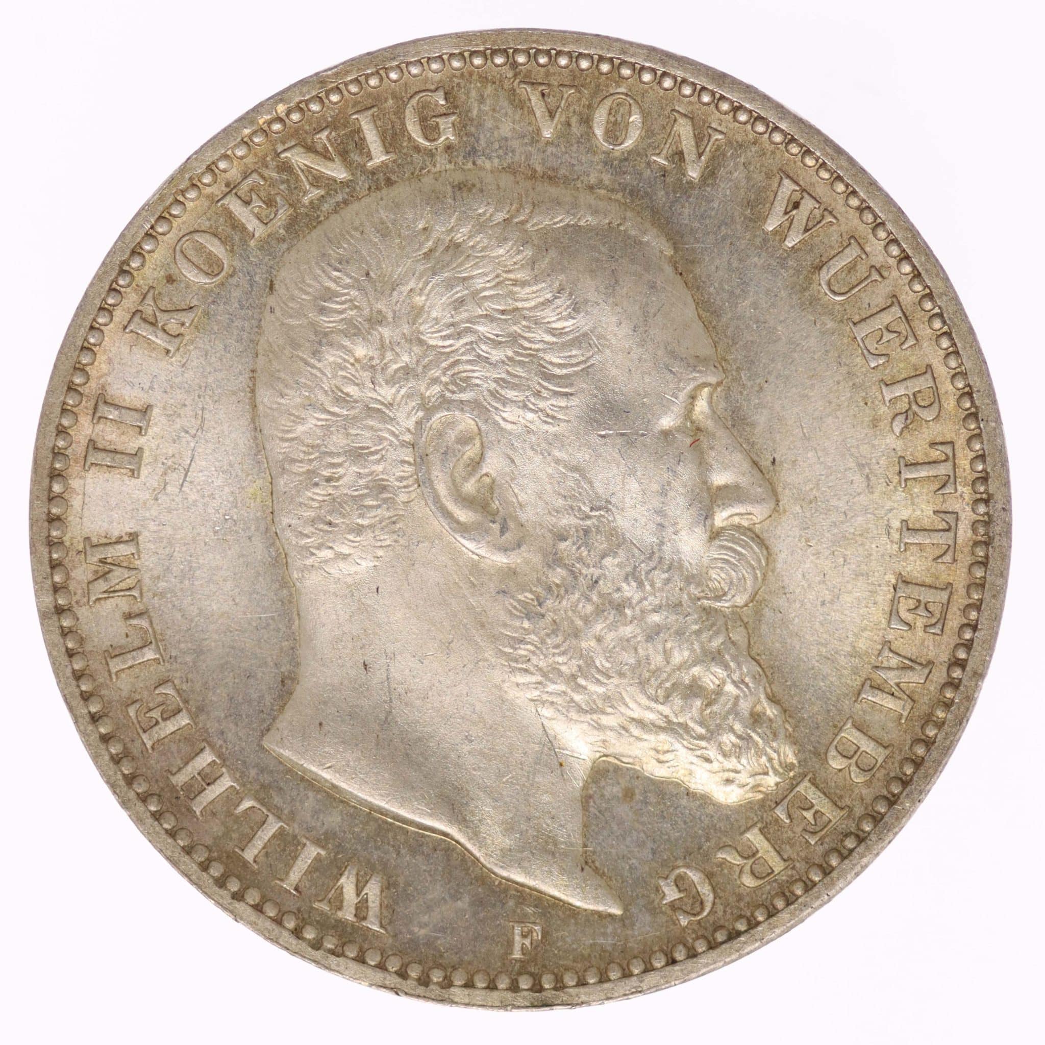 Württemberg Wilhelm II. 3 Mark 1908