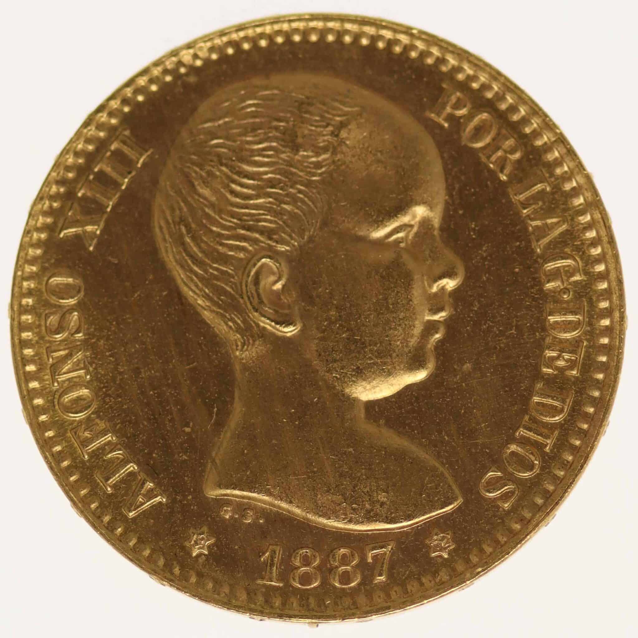 Spanien Alfonso XIII. 20 Pesetas 1887 / 19-62 NP
