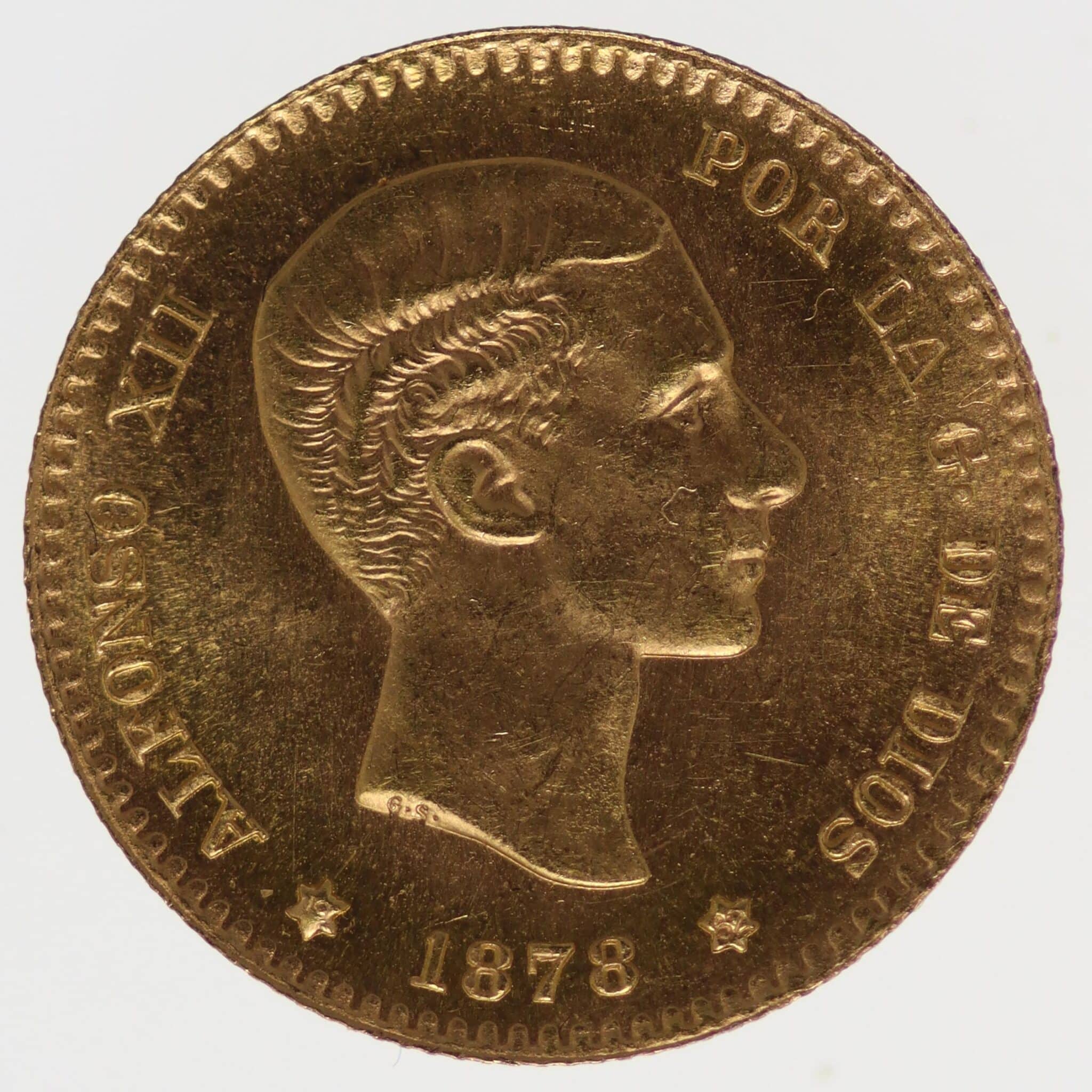 Spanien Alfonso XII. 10 Pesetas 1878 / 19-62 NP