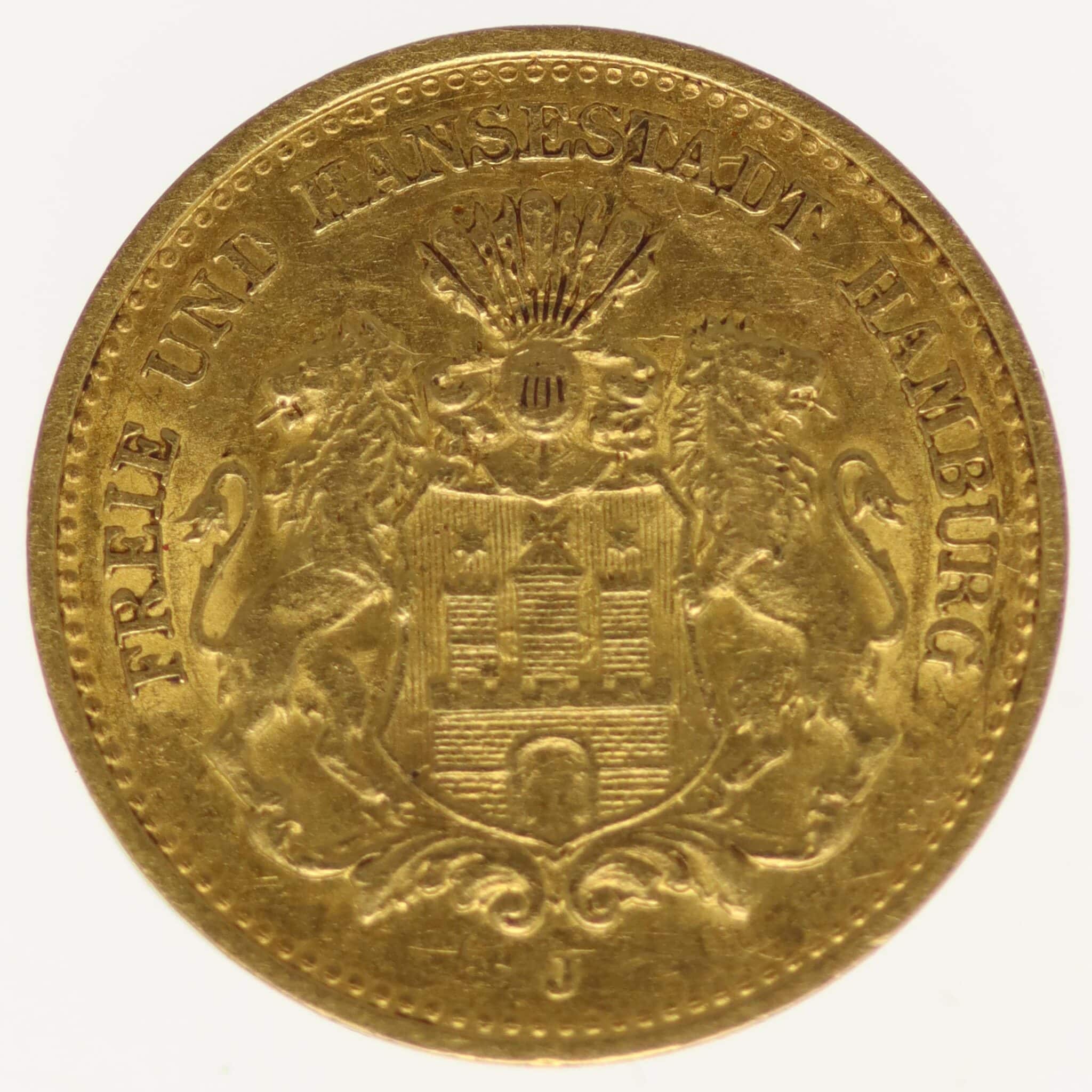 Hamburg Stadtwappen 5 Mark 1877